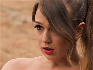 Alaina Fox celebrates by frolicking her mouth-watering puss